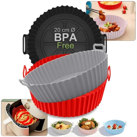 Kit 6 Forma de Silicone para Fritadeira Air Fryer com Alça Antiaderente