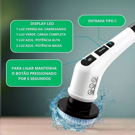 CleanMax - Escova Eletrica de Limpeza 7 em 1 Sem Fio Multiuso Pratica Para Casa - Entrega Grátis