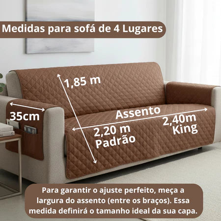 Capa Para Sofá Estilo Europeu de Face Única Impermeável Com Porta Objetos - Entrega Grátis