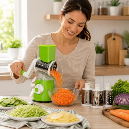 InoxSlice - Cortador Ralador e Fatiador de Legumes Multifuncional 3 Lâminas - Entrega Grátis