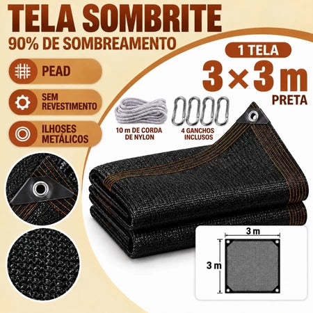 Rede de Sombreamento Premium Impermeável 90% Proteção Solar Instalação Rápida e Proteção UV - Entrega Grátis