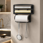 Triplex - Porta Papel Toalha Triplo Com Suporte Preto de Rolos Para Cozinha 3 em 1 - Entrega Grátis