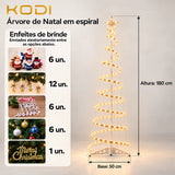 Árvore de Natal Espiral LED 1,8m Decoração Completa com Iluminação - Entrega Grátis