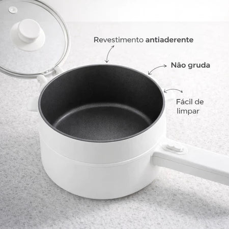PanChef - Panela Elétrica 2 em 1 Antiaderente Cerâmica Cozinha e Frita - Entrega Grátis