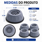 BaseSilence - Kit 4 Suporte de Pés Para Máquina de Lavar Anti Vibração Com Regulador - Entrega Grátis
