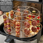 Kit Espetos Para Air Fryer de Churrasco Com Suporte Metálico - Entrega Grátis