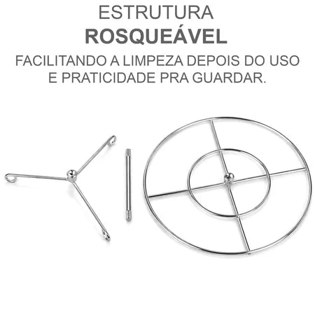 Kit Espetos Para Air Fryer de Churrasco Com Suporte Metálico - Entrega Grátis