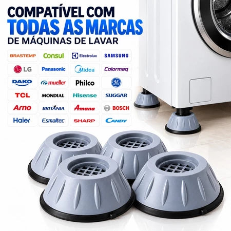 BaseSilence - Kit 4 Suporte de Pés Para Máquina de Lavar Anti Vibração Com Regulador - Entrega Grátis