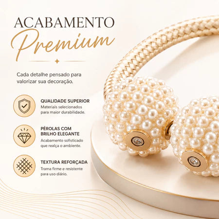 Prendedor de Cortina Com Pérolas e Imã Magnético Estilo Europeu - Entrega Grátis