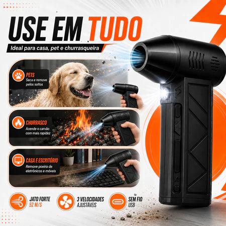 AirMax - Soprador de Ar Turbo Ideal Para Limpeza Sem Fio 130000RPM Jato Forte - Entrega Grátis
