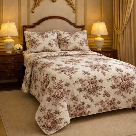 Kit 3 Peças Colcha Cobre Leito Com Fronhas Algodão Macio e Elegante Estilo Europeu - Entrega Grátis