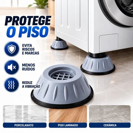 BaseSilence - Kit 4 Suporte de Pés Para Máquina de Lavar Anti Vibração Com Regulador - Entrega Grátis