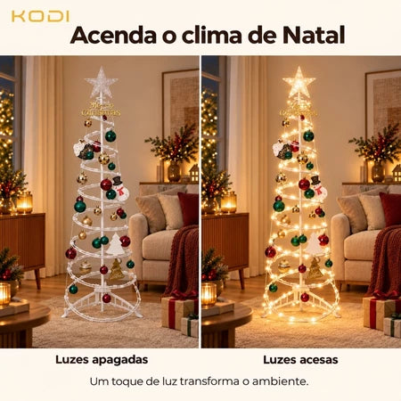 Árvore de Natal Espiral LED 1,8m Decoração Completa com Iluminação - Entrega Grátis