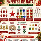 Arvore de Natal Decorada Por Completo de 1,50M com 220 Galhos + 70 Enfeites Completa Enfeitada Pinheiro Verde e Pisca Led - Entrega Grátis