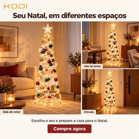 Árvore de Natal Espiral LED 1,8m Decoração Completa com Iluminação - Entrega Grátis