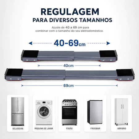 RodaMax – Suporte Deslizante Ajustável com Rodinhas Para Eletrodomésticos Pesados - Entrega Grátis