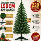 Arvore de Natal Decorada Por Completo de 1,50M com 220 Galhos + 70 Enfeites Completa Enfeitada Pinheiro Verde e Pisca Led - Entrega Grátis