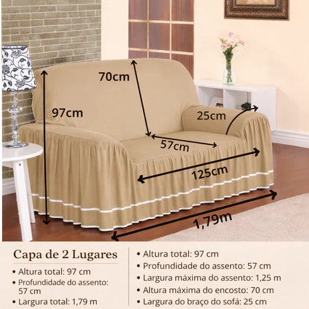 Capa de Sofá Verona 2 e 3 Lugares de MicroFibra Com Saias - Entrega Grátis