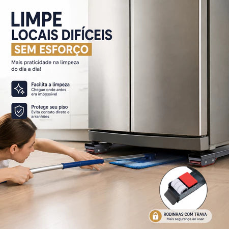 RodaMax – Suporte Deslizante Ajustável com Rodinhas Para Eletrodomésticos Pesados - Entrega Grátis