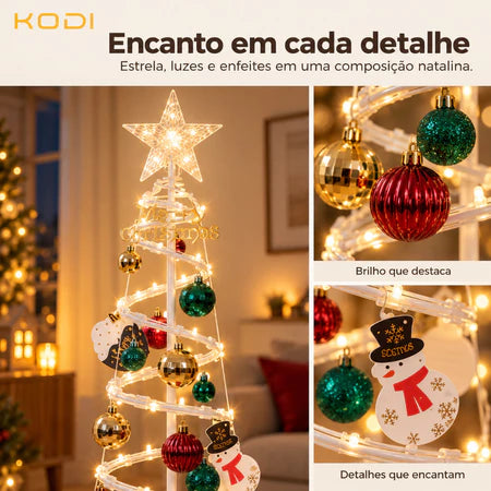 Árvore de Natal Espiral LED 1,8m Decoração Completa com Iluminação - Entrega Grátis