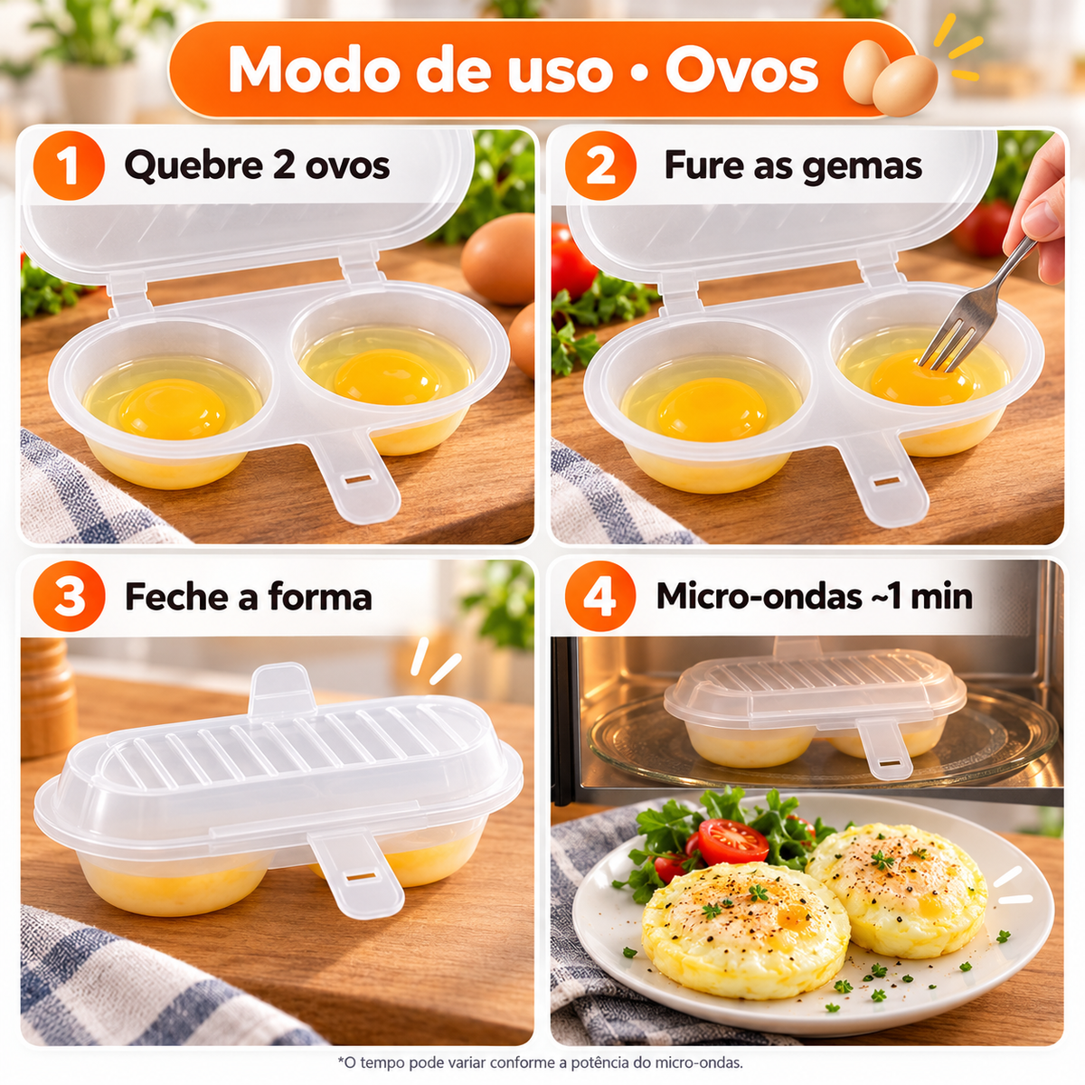 EggFast - Forma Omeleteira Para Micro-Ondas Livre de BPA Prática e Rápida Sem Sujeira - Entrega Grátis