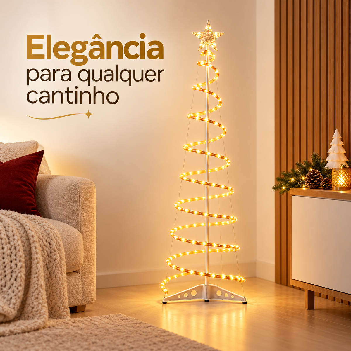 Árvore de Natal Espiral LED 1,8m Decoração Completa com Iluminação - Entrega Grátis
