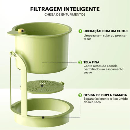 FiltroClean - Filtro De Resíduos Com Botão Ejetor Para Torneira de Cozinha - Entrega Grátis
