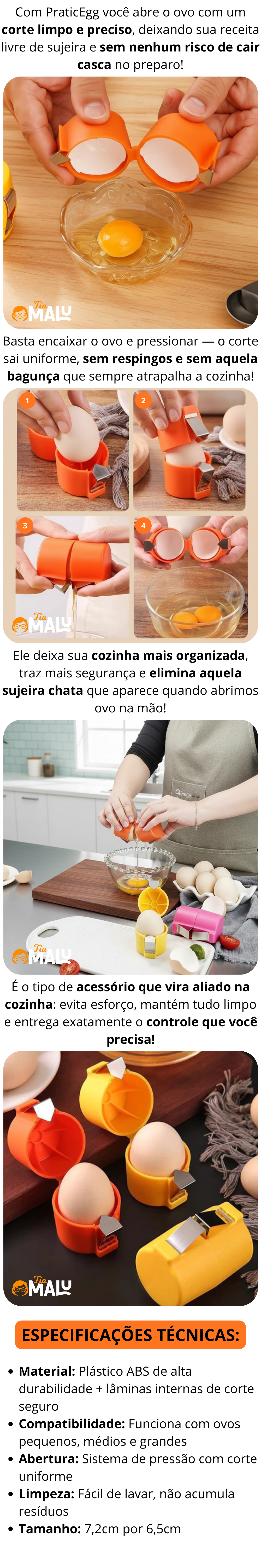 PraticEgg – Abra Ovos Em Segundos Facilmente Sem Cascas e Sem Bagunça - Entrega Grátis