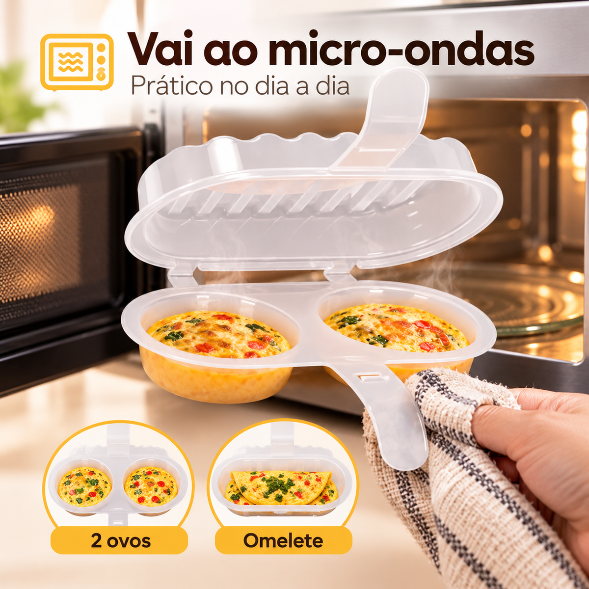 EggFast - Forma Omeleteira Para Micro-Ondas Livre de BPA Prática e Rápida Sem Sujeira - Entrega Grátis
