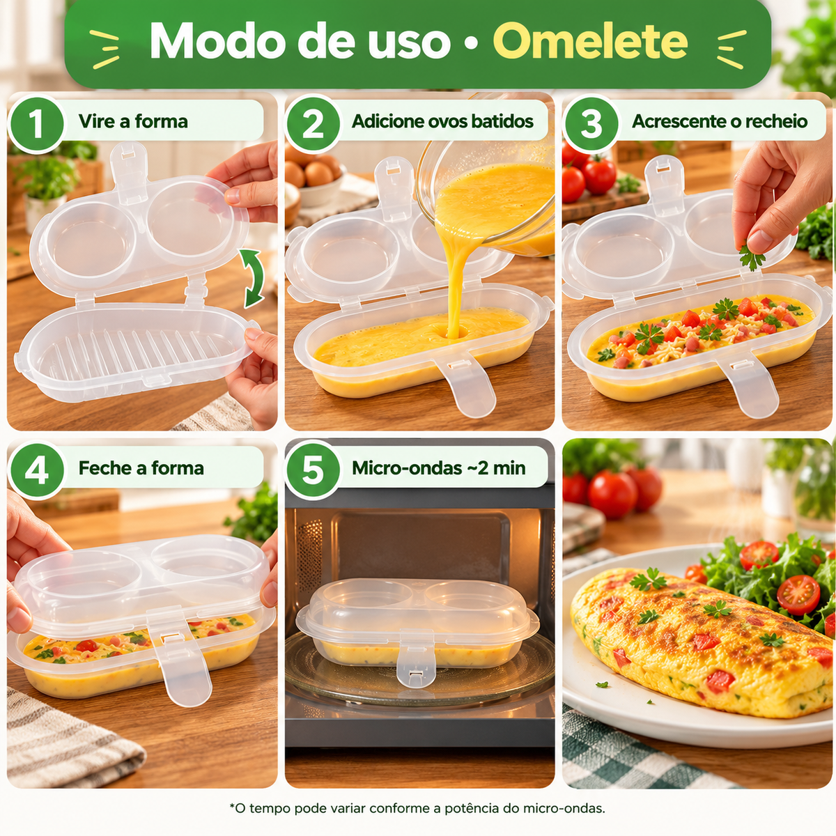 EggFast - Forma Omeleteira Para Micro-Ondas Livre de BPA Prática e Rápida Sem Sujeira - Entrega Grátis