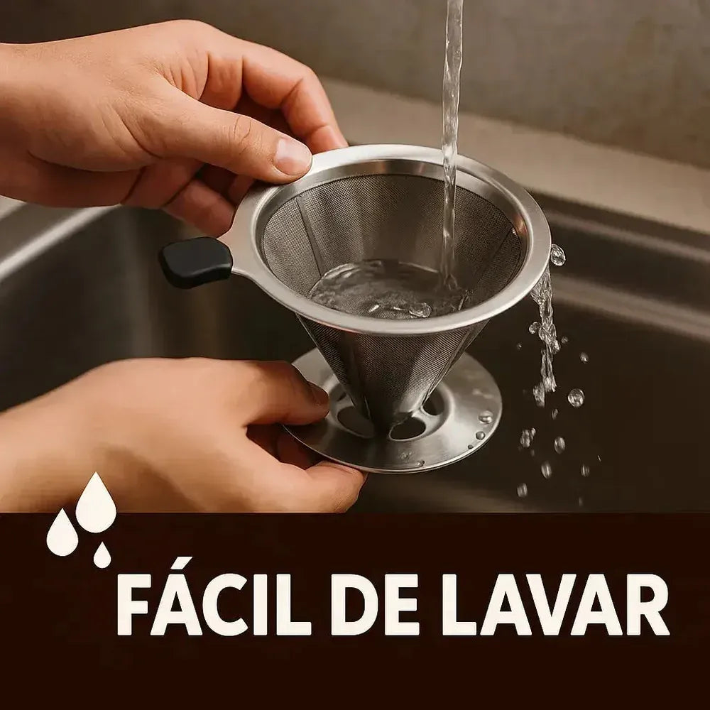 PraticCoffee - Filtro Coador de Café de Aço Inox Reutilizável - Entrega Grátis