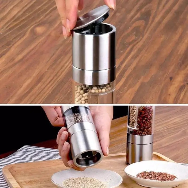Moedor de Pimenta e Temperos Manual Inox 2 em 1 - Tia Malu