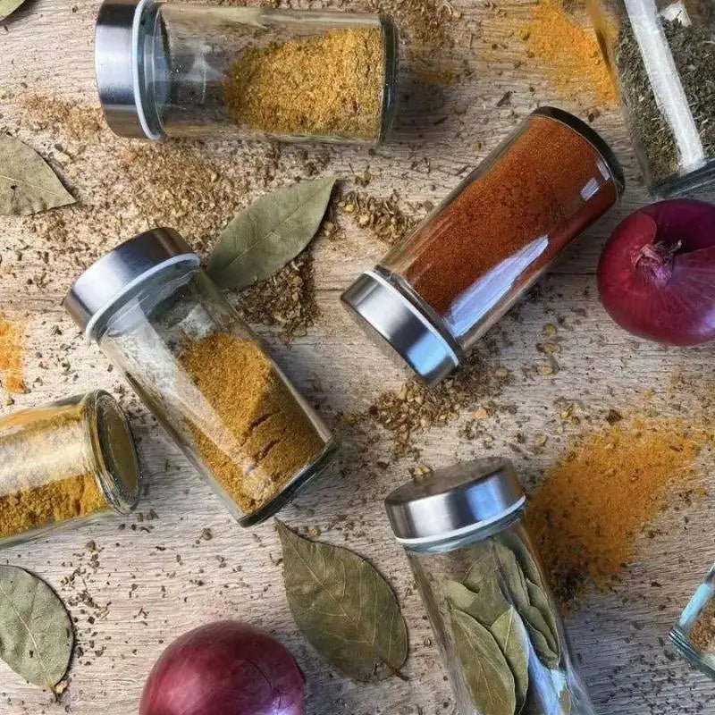 Porta Temperos e Condimentos Giratório em Inox - 12 Potes - Tia Malu