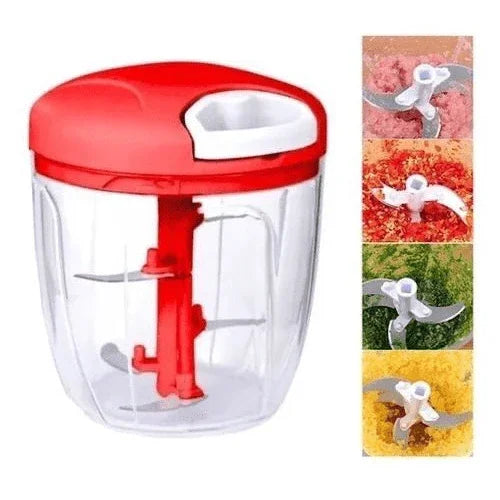 Processador Triturador Manual Grande Multiuso De Alimento 900ml Com 5 Lâminas - Tia Malu