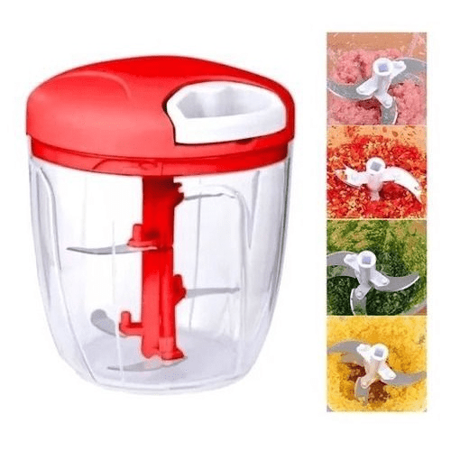 Processador Triturador Manual Grande Multiuso De Alimento 900ml Com 5 Lâminas - Tia Malu
