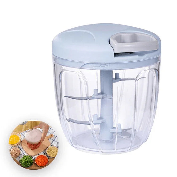 Processador Triturador Manual Grande Multiuso De Alimento 900ml Com 5 Lâminas - Tia Malu
