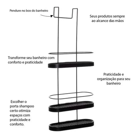 SuportBox - Suporte de Banheiro Para Box Com 3 Andares Sem Furo e Não Enferruja - Entrega Grátis