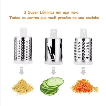 InoxSlice - Cortador de Legumes 3 em 1 - Cortador Ralador e Fatiador - Entrega Grátis