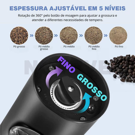 EletricGrinder - Moedor Elétrico de Temperos Com Níveis de Moagem Fino ou Grosso - Entrega Grátis