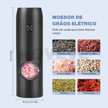 EletricGrinder - Moedor Elétrico de Temperos Com Níveis de Moagem Fino ou Grosso - Entrega Grátis