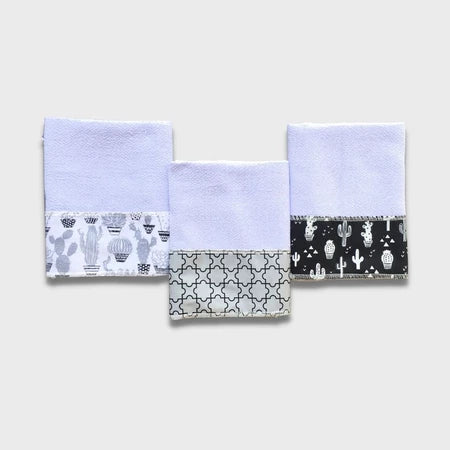 Pano de Prato Minimalista com Barradinho Pé de Galinha – Kit 3 Unidades