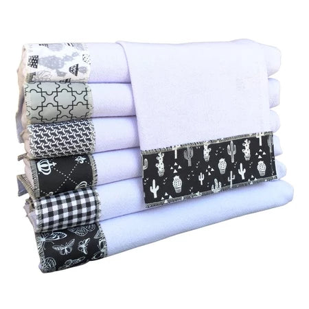 Pano de Prato Minimalista com Barradinho Pé de Galinha – Kit 3 Unidades