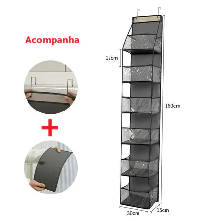 SuportBox - Organizador Pendurado de Porta Multiuso Para Bolsas Cosméticos Sapatos Multifuncional - Entrega Grátis
