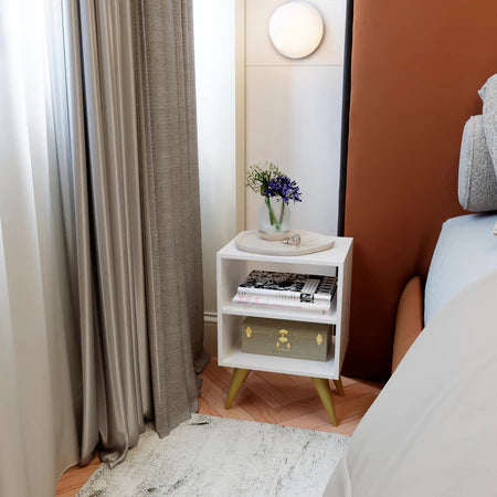 Mesa de Cabeceira Retro para Quarto Casal ou Solteiro Nicho Decoração Palma