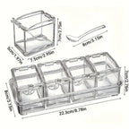 Porta Condimentos Organizador De Tempero Em Acrílico Com Suporte e Colher Inclusos - Entrega Grátis