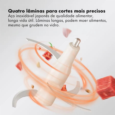 Processador Gaabor - Triturador e Processador de Carne e Legumes 2L Com 4 Lâminas de Aço e Tigela de Vidro - Entrega grátiso