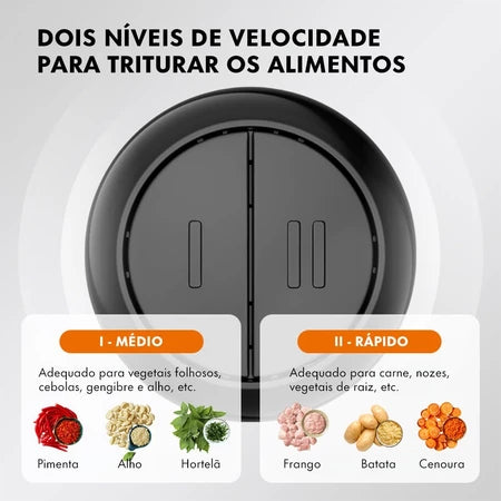 Processador Gaabor - Triturador e Processador de Carne e Legumes 2L Com 4 Lâminas de Aço e Tigela de Vidro - Entrega grátiso