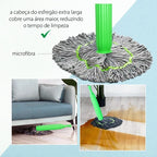 MopClean - Esfregão 2 em 1 Giratório Automático Com Desidratação Perfeito Para Limpeza Completa de Piso - Entrega Grátis