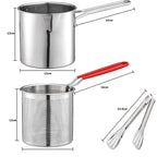 InoxFry - Fritadeira Profunda de Aço Inoxidável 1300ml Com Cesto de Fritura e Pinças Para Alimentos - Entrega Grátis
