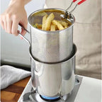 InoxFry - Fritadeira Profunda de Aço Inoxidável 1300ml Com Cesto de Fritura e Pinças Para Alimentos - Entrega Grátis